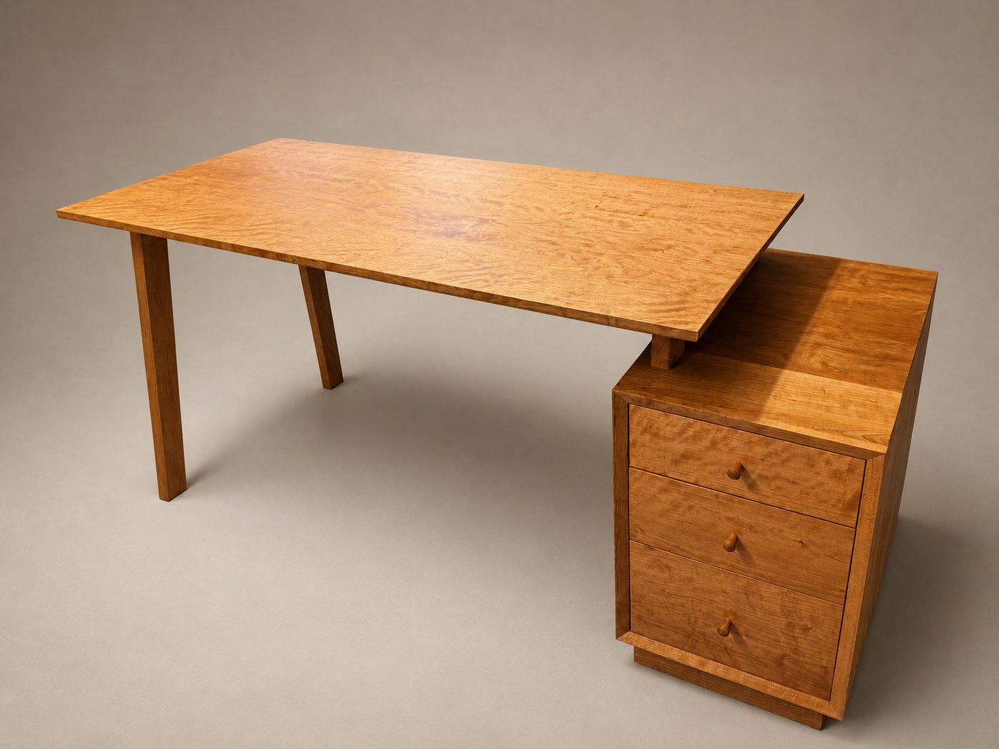 Cherry writing desk with figured top handmade by Novelty Woodworks in Novelty, Ohio